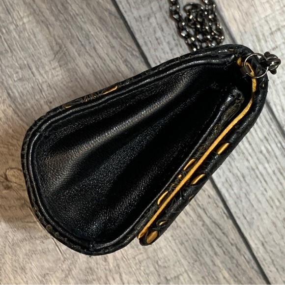 Inge Christopher Charlotte Filligree Black & Gold Leather Clutch - Picture 3 of 10